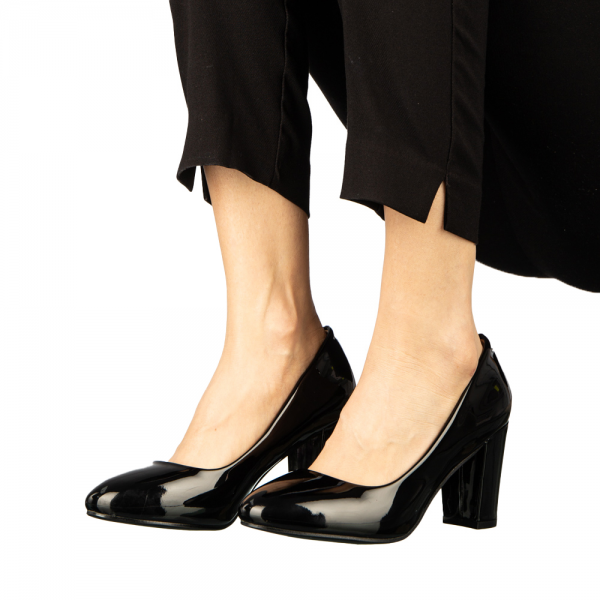 Дамски обувки с ток черни от еко кожа  Crenta, 6 - Kalapod.bg